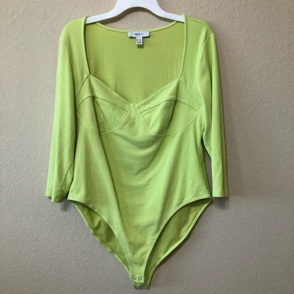 Forever 21 Tops - Forever 21 Neon Long Sleeve Snap Bottom Bodysuit
